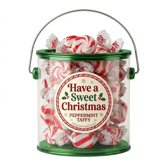 Christmas Peppermint Taffy Gift Bucket – Green